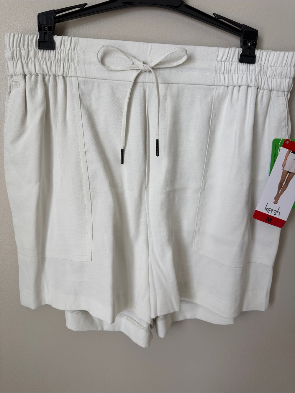 Kersh White Elastic Waist Drawstring Athletic Shorts